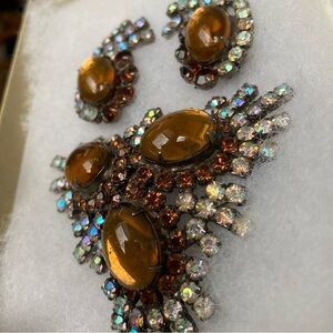 EXTRA Large 60s Amber Brooch Set